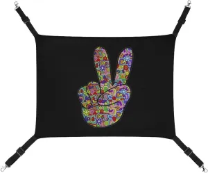 Hippy Love Peace Hanging Cat Bed Soft Breathable Pet Hammock for Cage Pet Sleeper for Kitten Ferret Puppy Rabbit