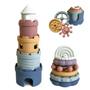 Hippypotamus Baby Stacking Toys - Teething Toys - Stacking Cups - Food-Grade Silicone Teethers - 6  Months - Soft Bath Toy