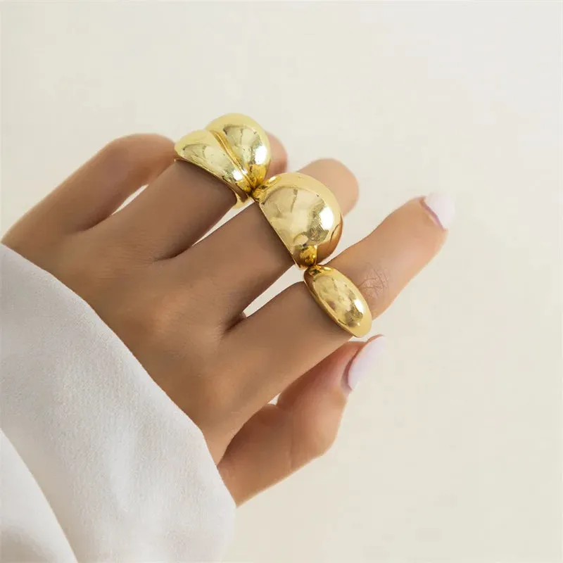 Hollow Stars Ring Sets Trendy Adjustable Opening Rings for Women Couple Gifts Punk Fashion Engagement Hip Hop Party Jewelry