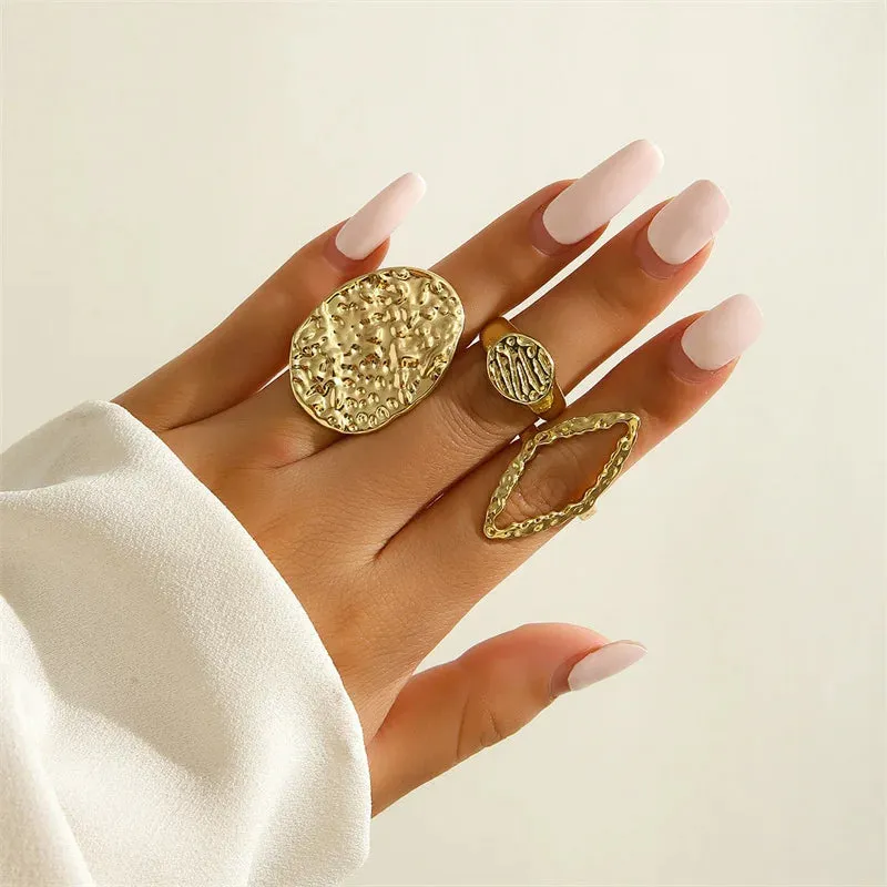 Hollow Stars Ring Sets Trendy Adjustable Opening Rings for Women Couple Gifts Punk Fashion Engagement Hip Hop Party Jewelry