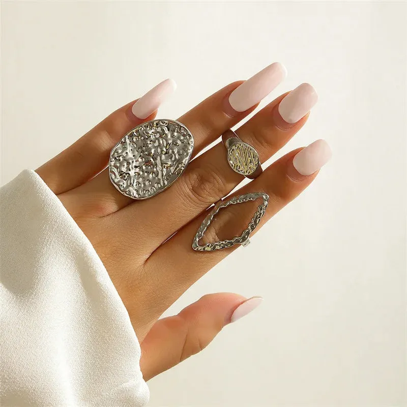 Hollow Stars Ring Sets Trendy Adjustable Opening Rings for Women Couple Gifts Punk Fashion Engagement Hip Hop Party Jewelry