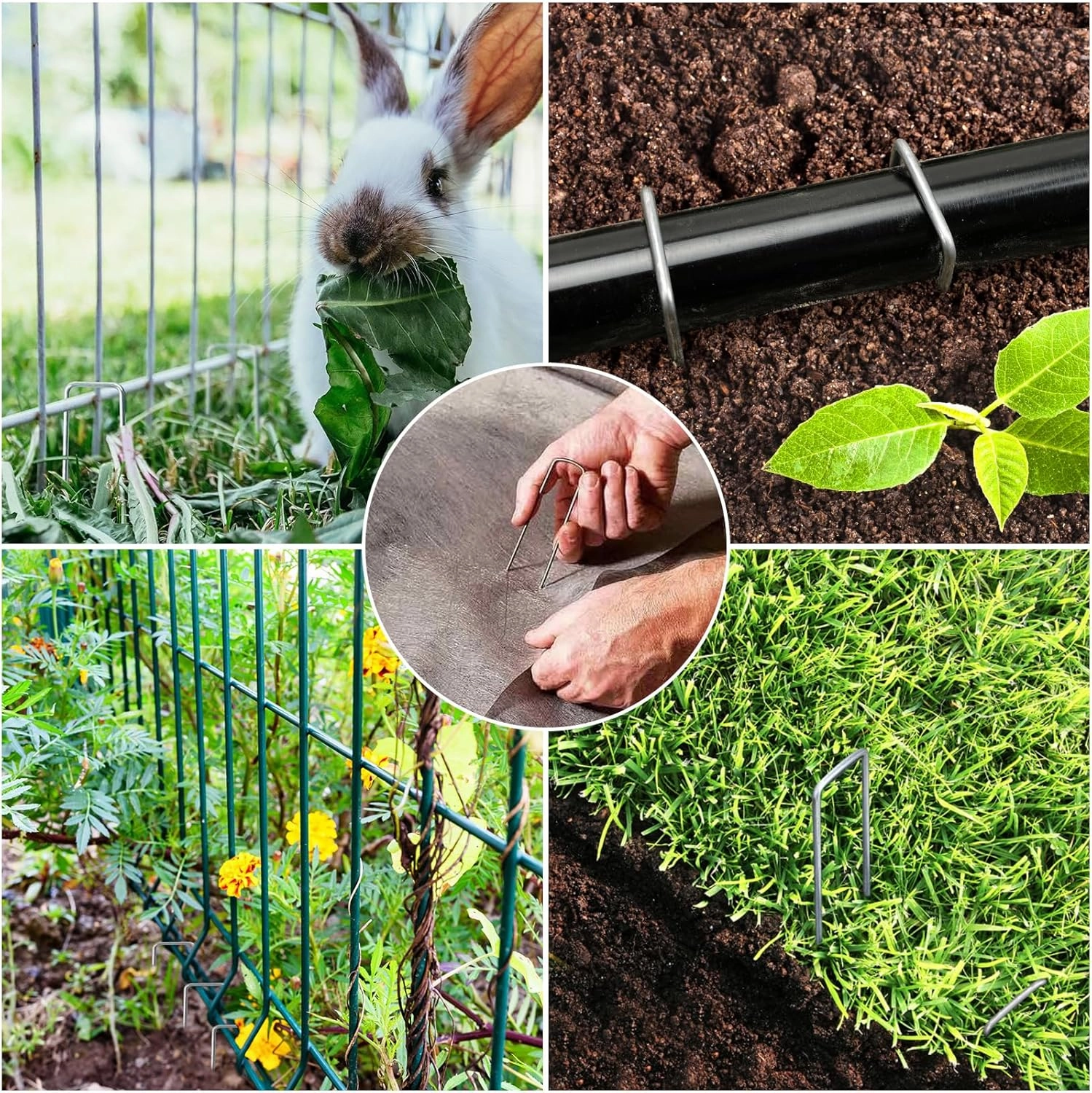 HongWay 240 Pack 6 Inch Landscape Staples, Garden Staples Galvanized Landscaping Fabric SOD Pins Heavy Duty 11 Gauge Yard Ground Stakes for Gardening Plant Cover, Turf, Lawn, Fence, Tent