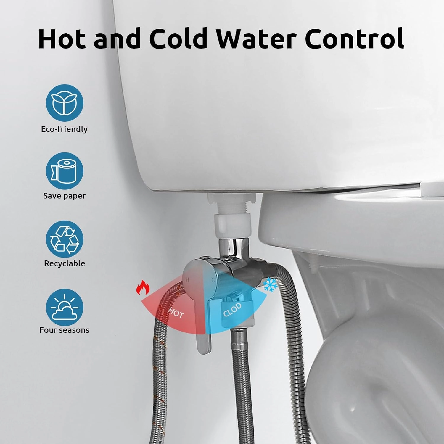 Hot and Cold Bidet Sprayer for Toilet, BRITULIF Bidet Attachment for Warm Water, Bidet with Warm Water Muslim Shower, Ideal for Feminine Hygiene, Pet Cleaning, Cloth Diapers, and Elderly Care