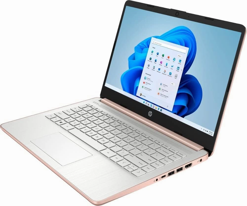 hp 2022 14in Ultra Light Laptop, Intel N4020 Processor(Up to 2.8GHz), 4GB RAM, 128GB Storage(64GB eMMC 64GB Micro SD), 1 Year Office 365, Webcam, HDMI, WiFi, USB-A&C, Google Classroom or Zoom