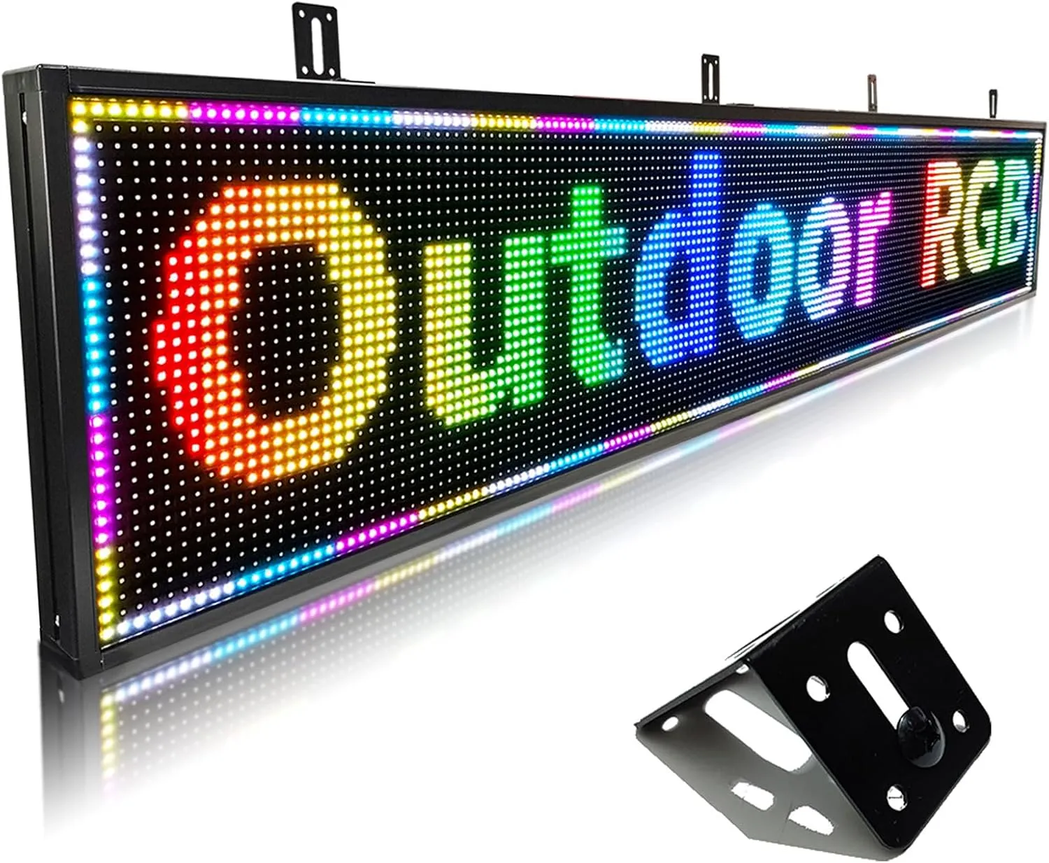 HS Scrolling Led Sign Programmable, Outdoor Digital Signs Waterproof ，Electronic Message Display Board ,Large Open Neon Signs, for Business Store Advertisement Window Public , Full Color High Brightness P10 77’’x14’’, APP control