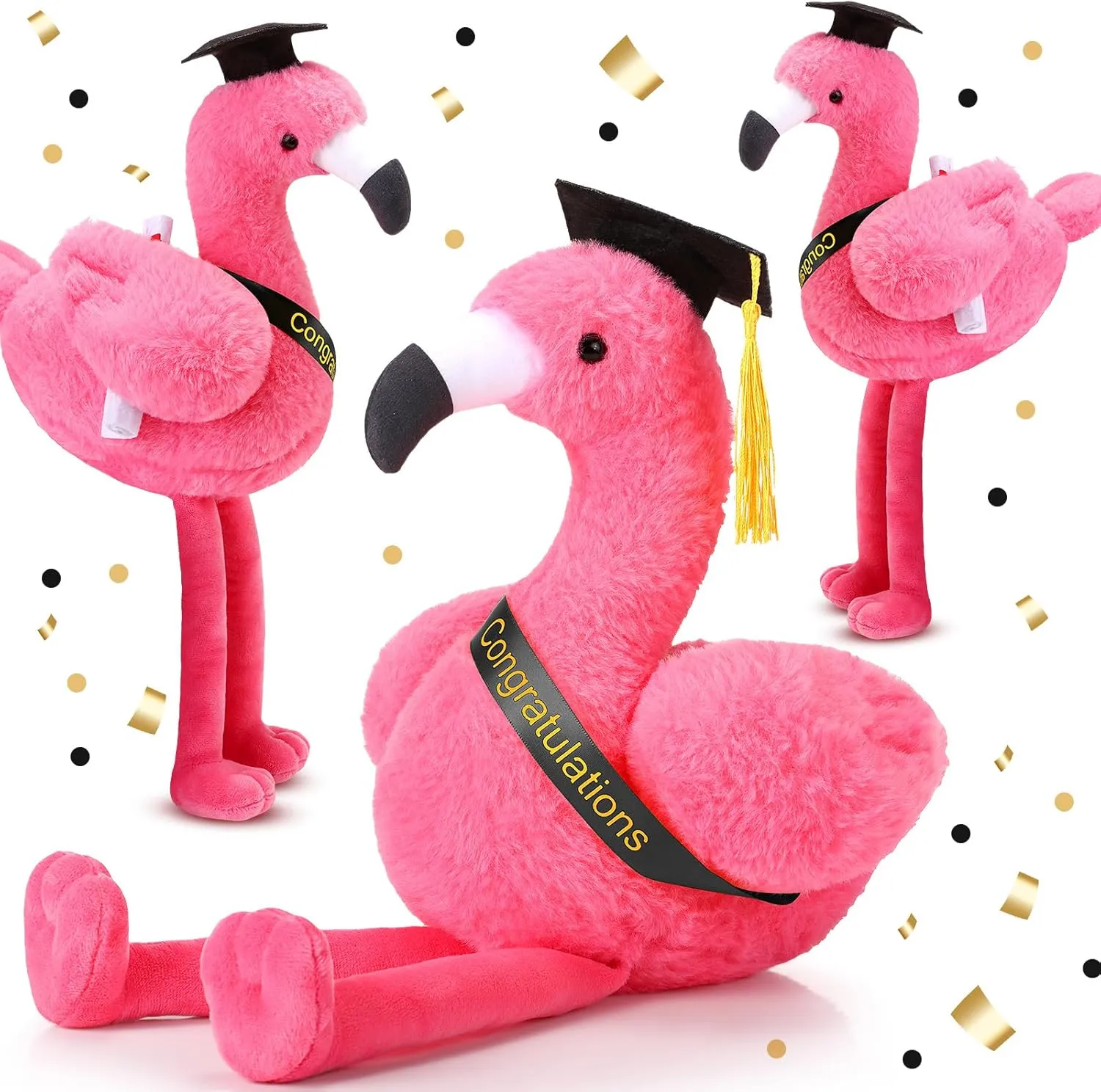 HyDren 2 Pack Graduation Stuffed Flamingo Animal Class of 2025 Plush Flamingo, 10 Inch Stuffed Animal with Graduation Cap and Diploma for Kindergarten High School College Students Gifts