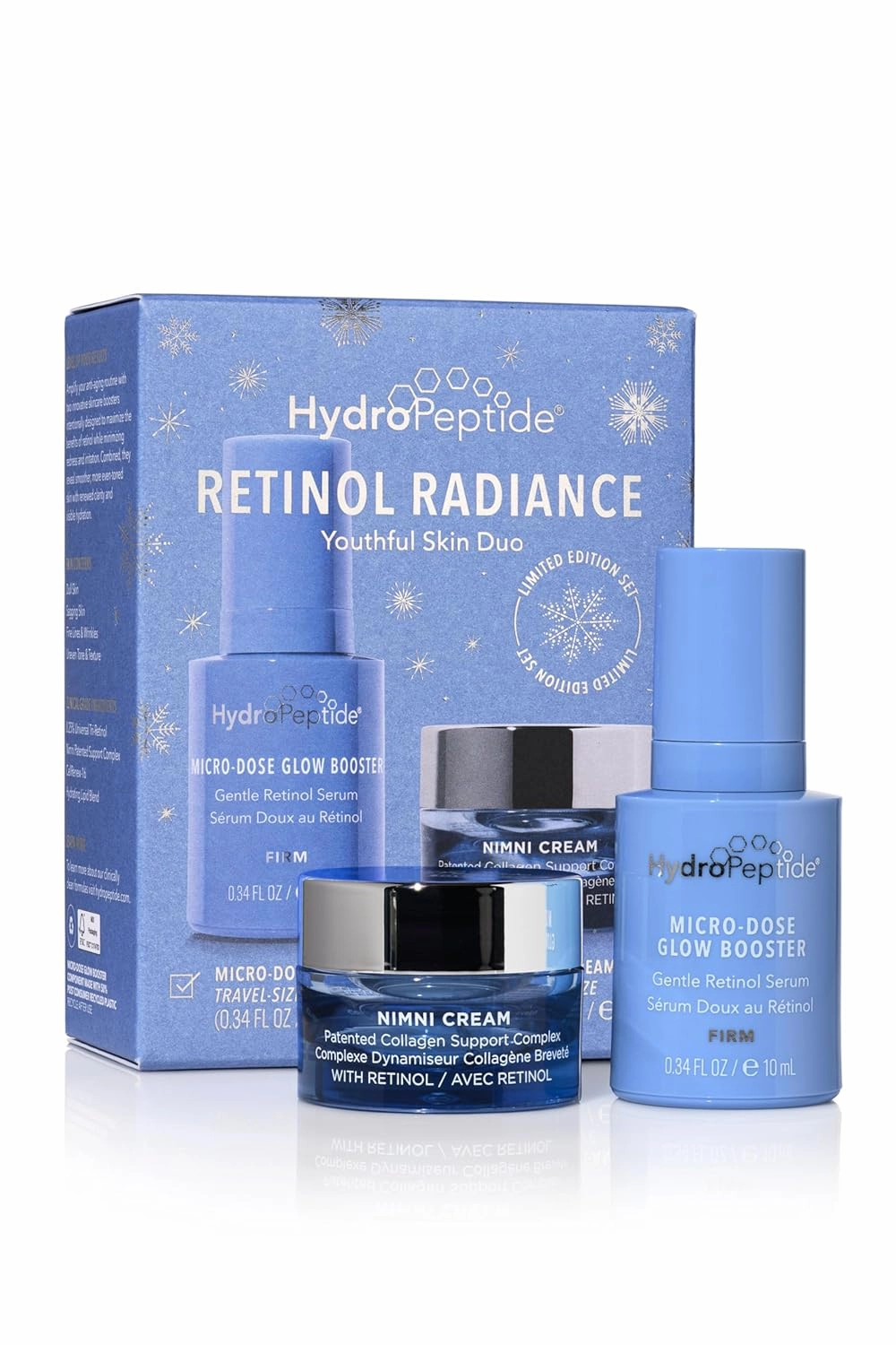 HydroPeptide :: Retinol Radiance Youthful Skin Duo Travel Set: Nimni Collagen Cream (0.17 oz) & Micro-Dose Glow Booster Retinol Serum (0.34 oz)