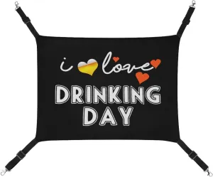 I Love Drinking Beer Day Cat Hanging Hammock Soft Breathable Pet Cage Dog Hammock with Adjustable Straps and Metal Hooks