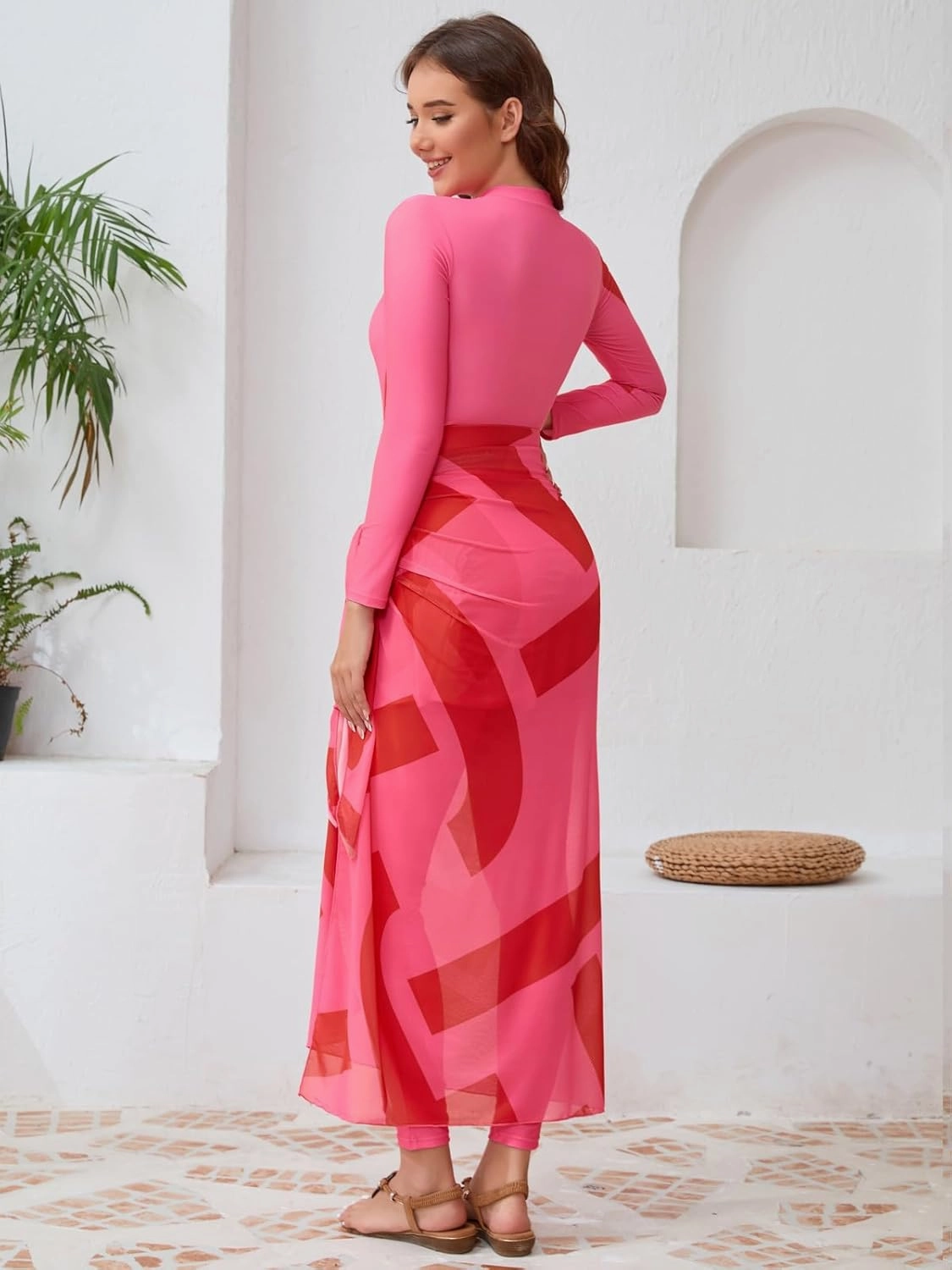 IBAKOM Burkini Swimsut for Women 4 Pieces Long Sleeve Muslim Swim Shirt   Pant   Skirt   Cover Up Islamic Modest Bathing Suit