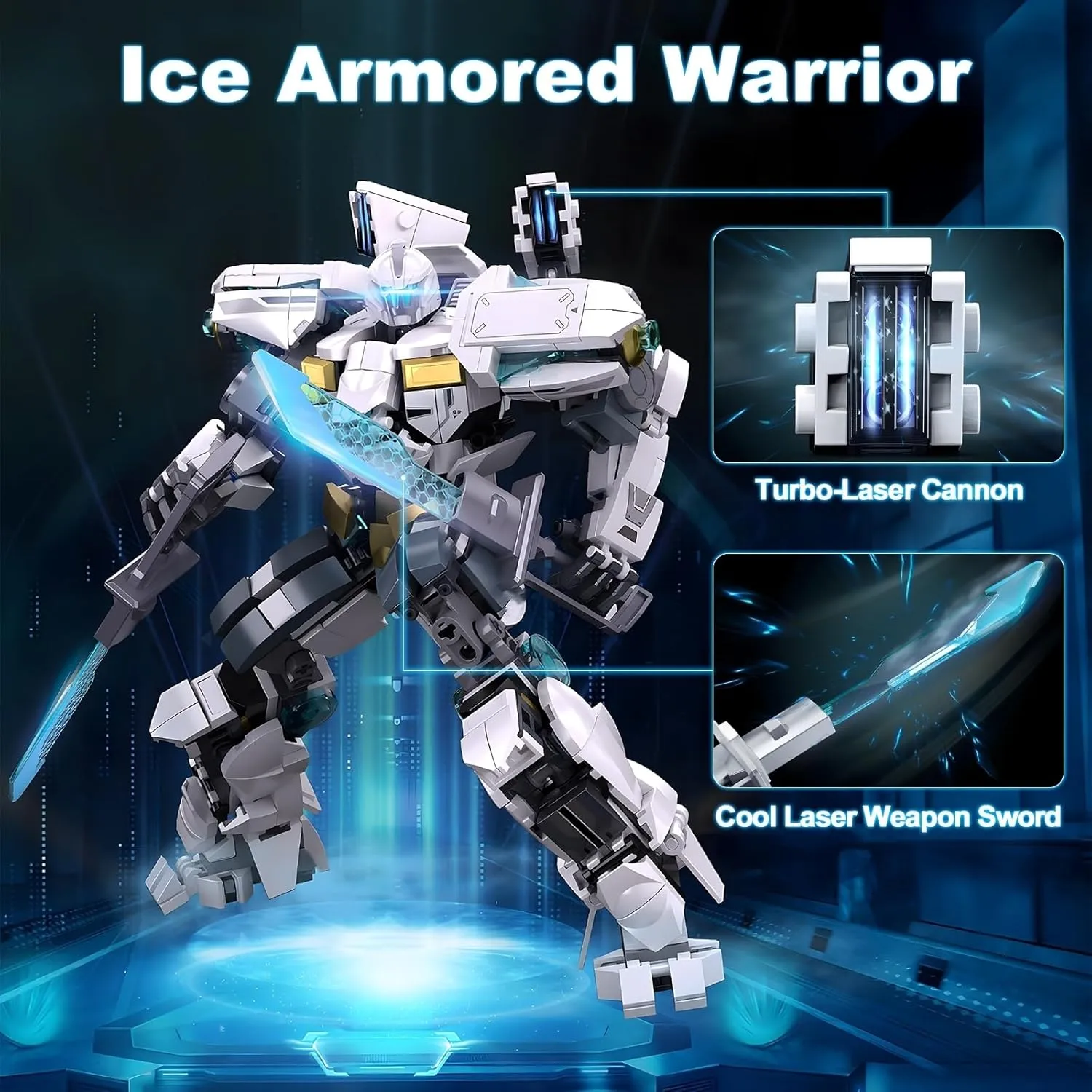 Ice Warrior Mech Building Set, Cool City Protector Battle Model for Adults Boys 8 , Creative Action Robot Gifts Perfect for Christmas Birthday (561 Pcs)