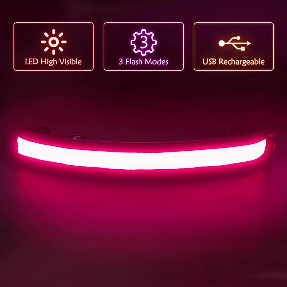Illumifun LED Running Belt - USB Rechargeable Light Up Sash, High-Visibility Elastic Waistband Light for Running Cycling Hiking Camping Nighttime Activities