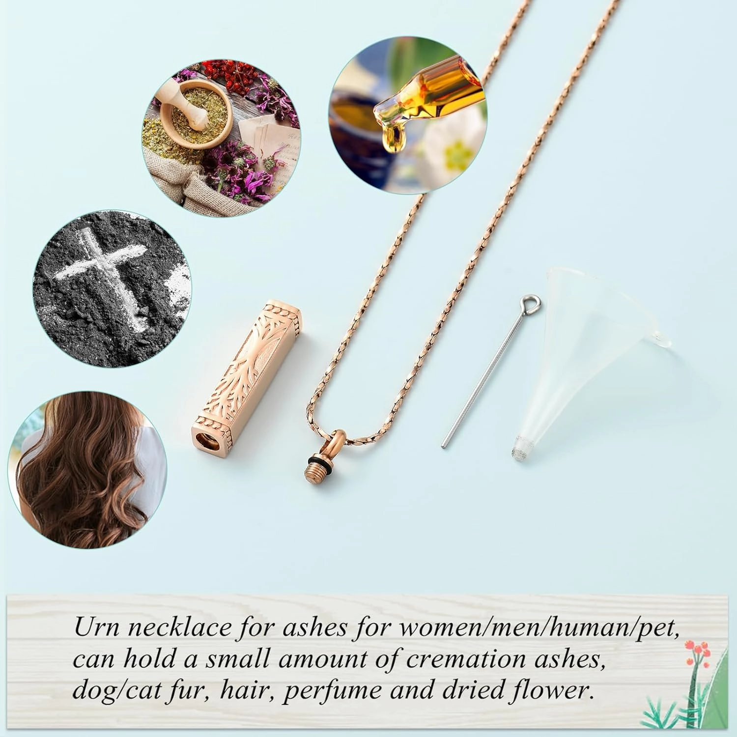 Imrsanl Tree of Life Urn Necklace for Men Women Bar Cremation Jewelry for Ashes Keepsake Ashes Necklace Pendent