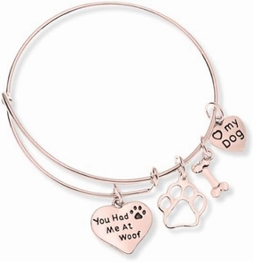 Infinity Collection Dog Charm Bracelet - Paw Print Jewelry- Dog Lovers Bracelet- Dog Owner Bangle - Gift for Dog Lovers, Adjustable Bracelets for Women Dog Mom Pet Lover