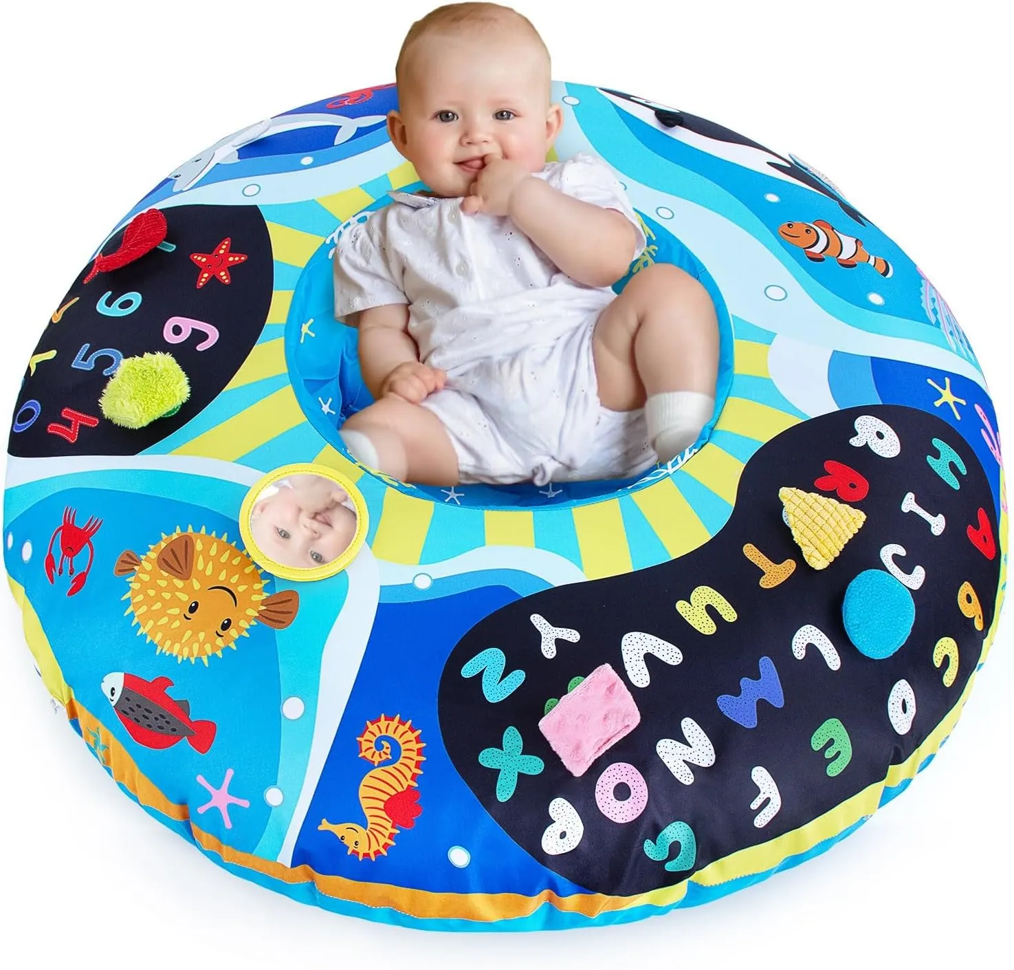 Inflatable Play Ring for Babies, Inflatable Baby Seat, Sitting Support Chair, Baby Activity Center & Floor Seat, Sensory Development Infant Toys
