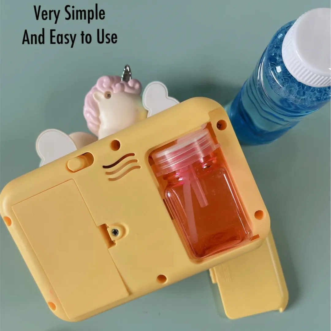 Interactive Bubble Camera Toy for Kids with Light and Music