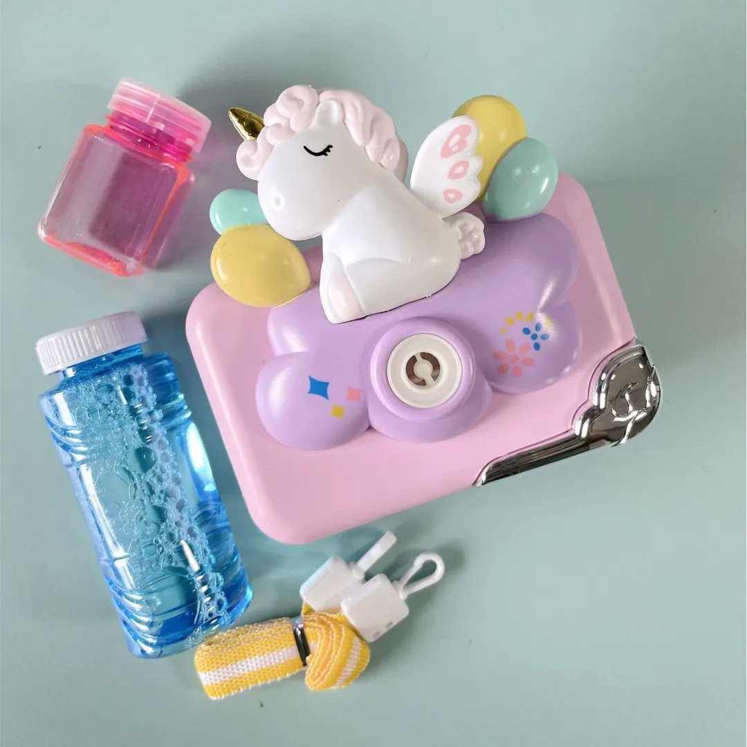 Interactive Bubble Camera Toy for Kids with Light and Music