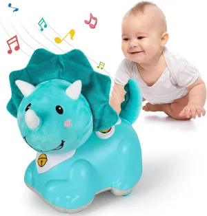 iPlay, iLearn Dinosaur Baby Musical Toy, Infant Crawling Toys for 6-9 9-12 12-18 Month, Baby Tummy Time Toddler Musical Light Toy for Age 0-2, 1 Year Old Boys Girls 1st Birthday Gift - Dinosaur