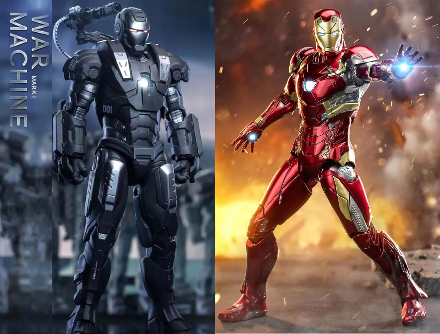Ironman Action Figures Ultimate Set 2 Pack Toys,7 inch War Machine MK1 & Mark 46 with Lots of Accessories Collectible Statue Playset(WM1 & MK46)