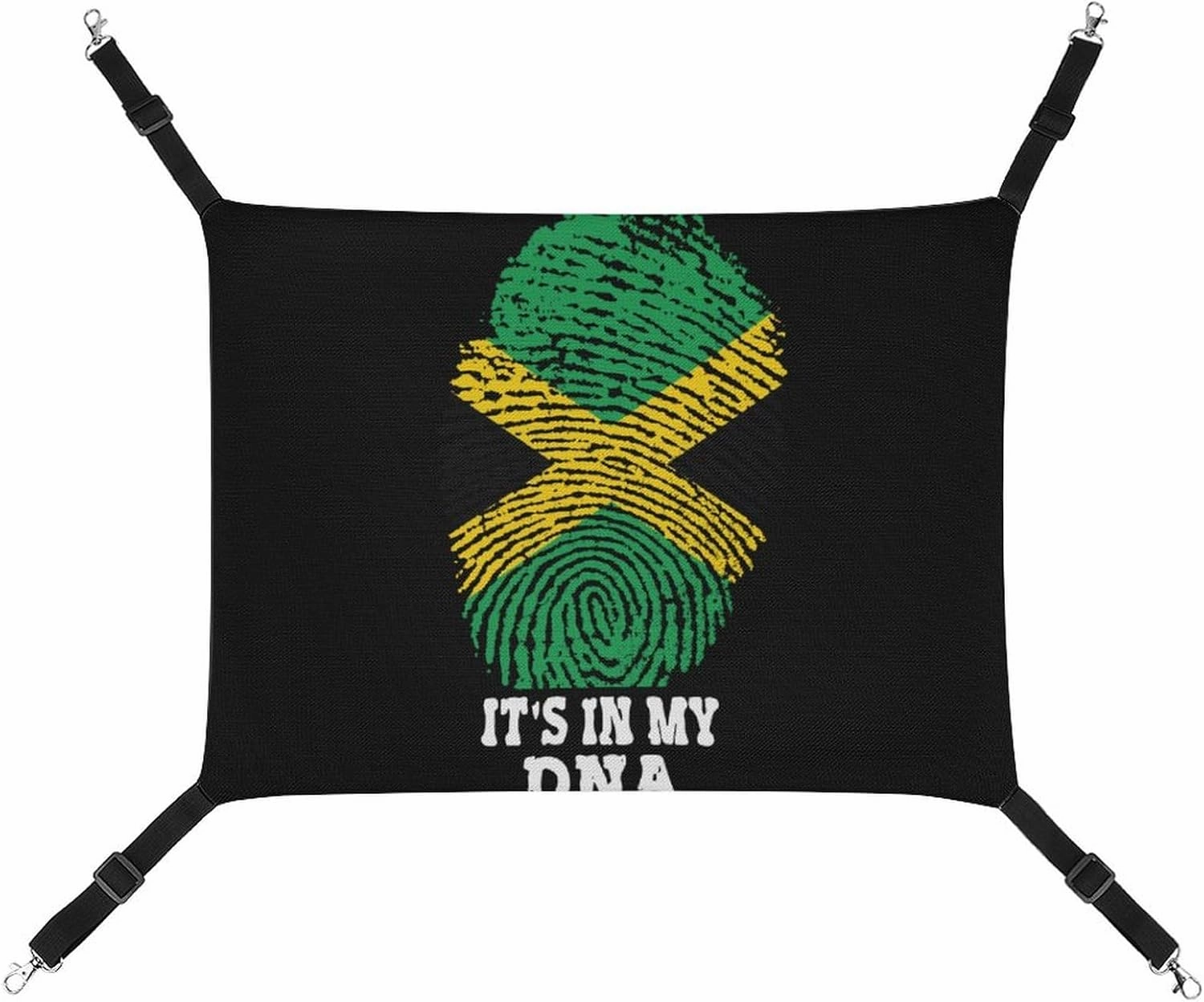 It's My DNA Jamaican Flag Cat Hanging Hammock Soft Breathable Pet Cage Dog Hammock with Adjustable Straps and Metal Hooks