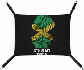 It's My DNA Jamaican Flag Cat Hanging Hammock Soft Breathable Pet Cage Dog Hammock with Adjustable Straps and Metal Hooks