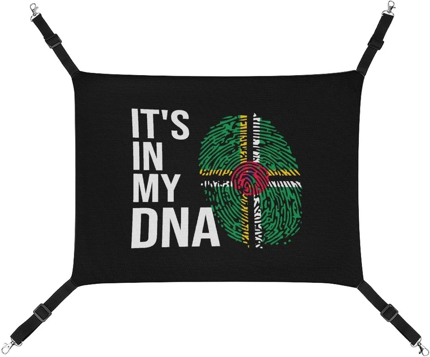 It's in My DNA Dominica Flag Hanging Cat Bed Soft Breathable Pet Hammock for Cage Pet Sleeper for Kitten Ferret Puppy Rabbit