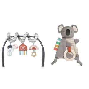 Itzy Ritzy Spiral Car Seat & Stroller Activity Toy - Stroller & Car Seat Toys & Bitzy Crinkle Sensory Toy Koala with Crinkle Sound for Babies & Toddlers - Features Soft Braided Teething Ring