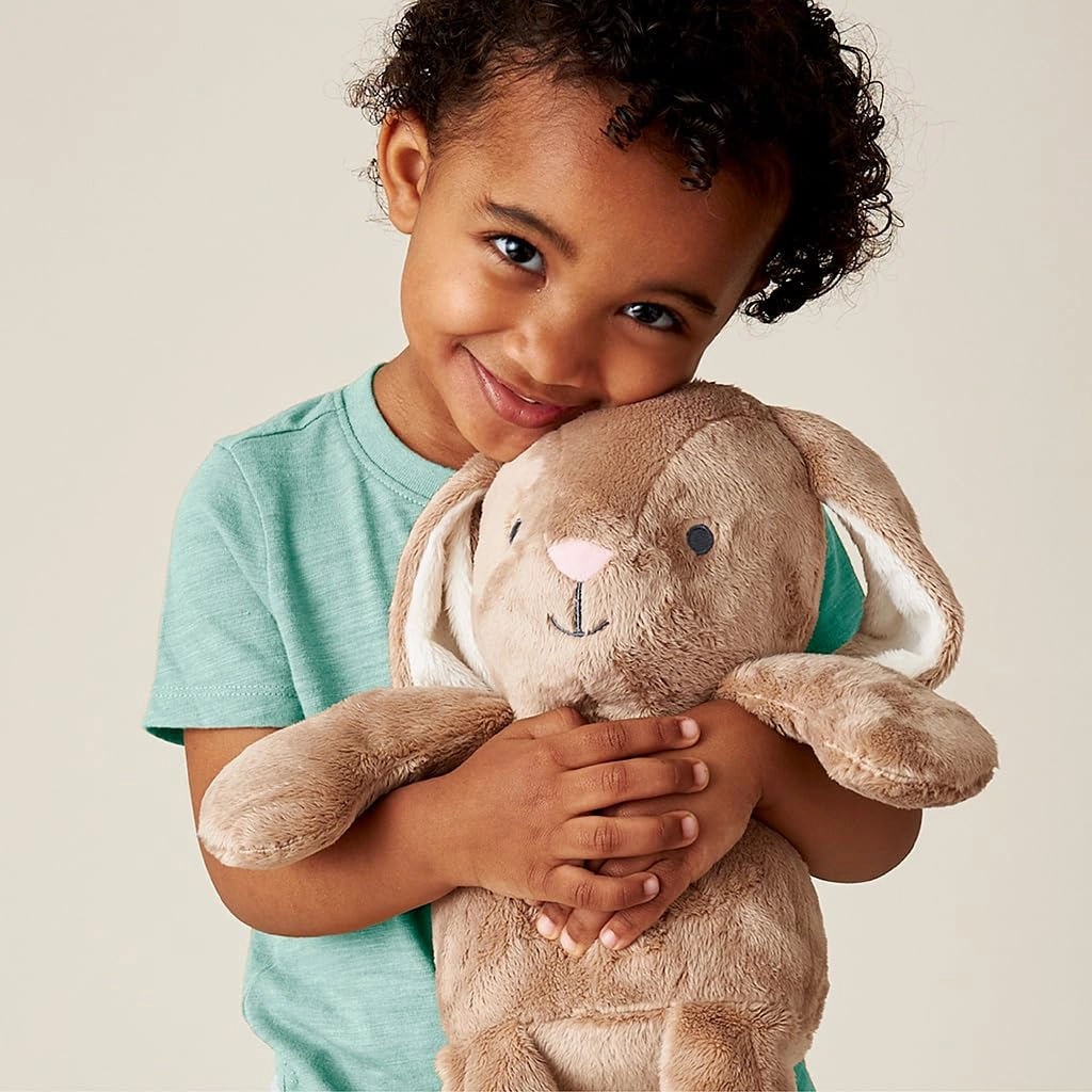 Itzy Ritzy Baby Plush Toy – Soft Stuffed Animal for Babies & Kids – Sensory Ribbons & Textured Fabrics for Tactile Play – Cozy & Cuddly Companion for Newborns & Up (Taupe Bunny)