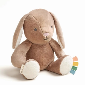 Itzy Ritzy Baby Plush Toy – Soft Stuffed Animal for Babies & Kids – Sensory Ribbons & Textured Fabrics for Tactile Play – Cozy & Cuddly Companion for Newborns & Up (Taupe Bunny)