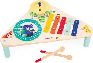 Janod - Gioia Wooden Musical Table - 3 Children's Musical Instruments - Imitation Toy and Musical Stimulus - Water Painting - from 12 Months, J07655