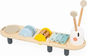 Janod Sweet Cocoon - Wooden Caterpillar Music Stand - 5 Instruments to Explore - Ages 12 Months - 3 Years - J04058