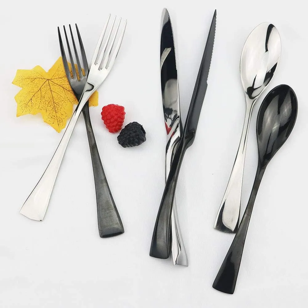 JASHII 24 Pieces Silver Cutlery Flatware Set, Tableware Set, 18/10 Stainless Steel Silverware Utensils Service for 4, Include Knife/Fork/Spoon, Mirror Polished, Dishwasher Safe (Shiny Silver)