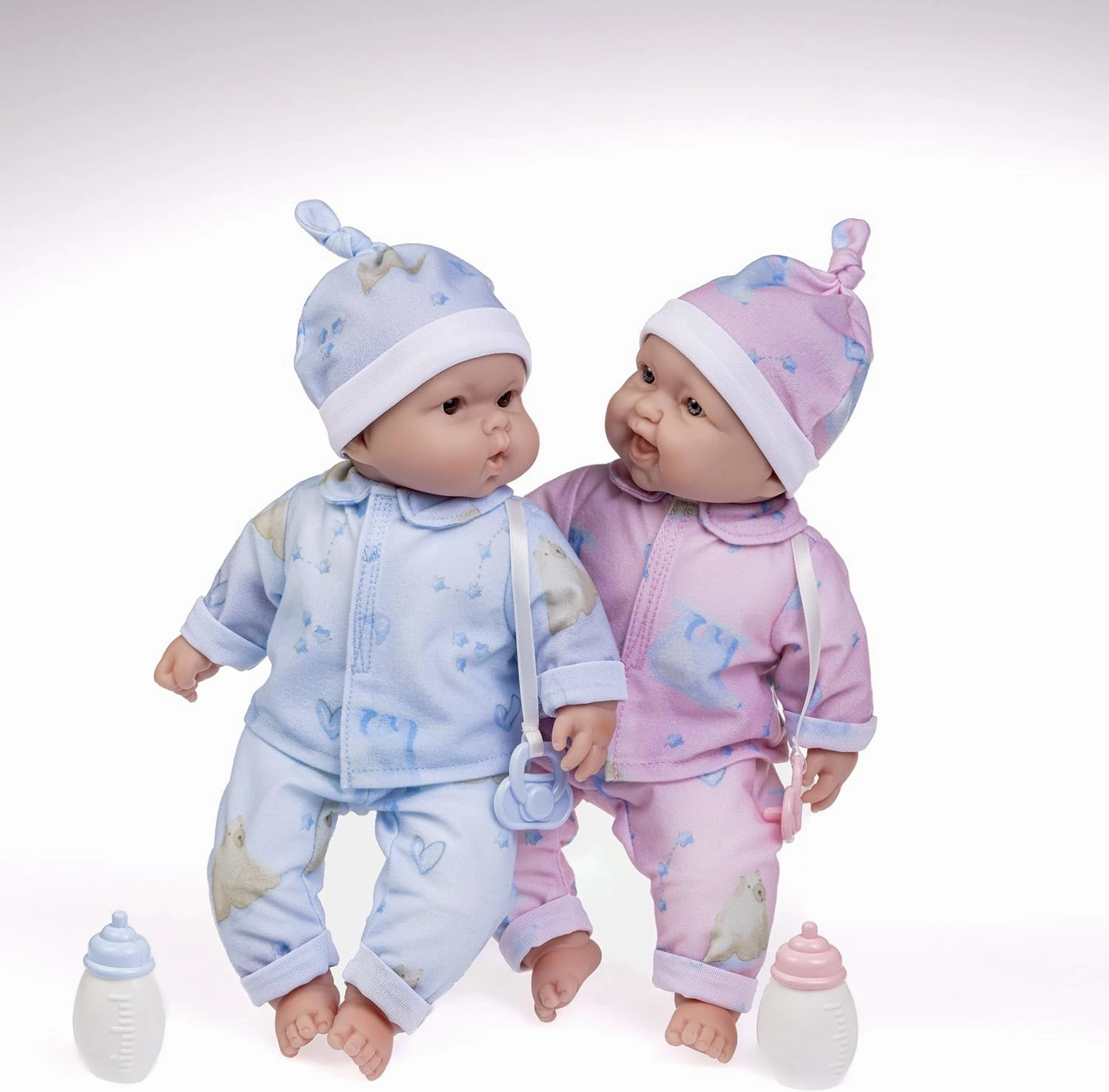 JC Toys Twins 13" Realistic Soft Body Baby Dolls Berenguer Boutique | Twins Gift Set with Removable Outfits and Accessories | Pink and Blue | Caucasian | Ages 2 
