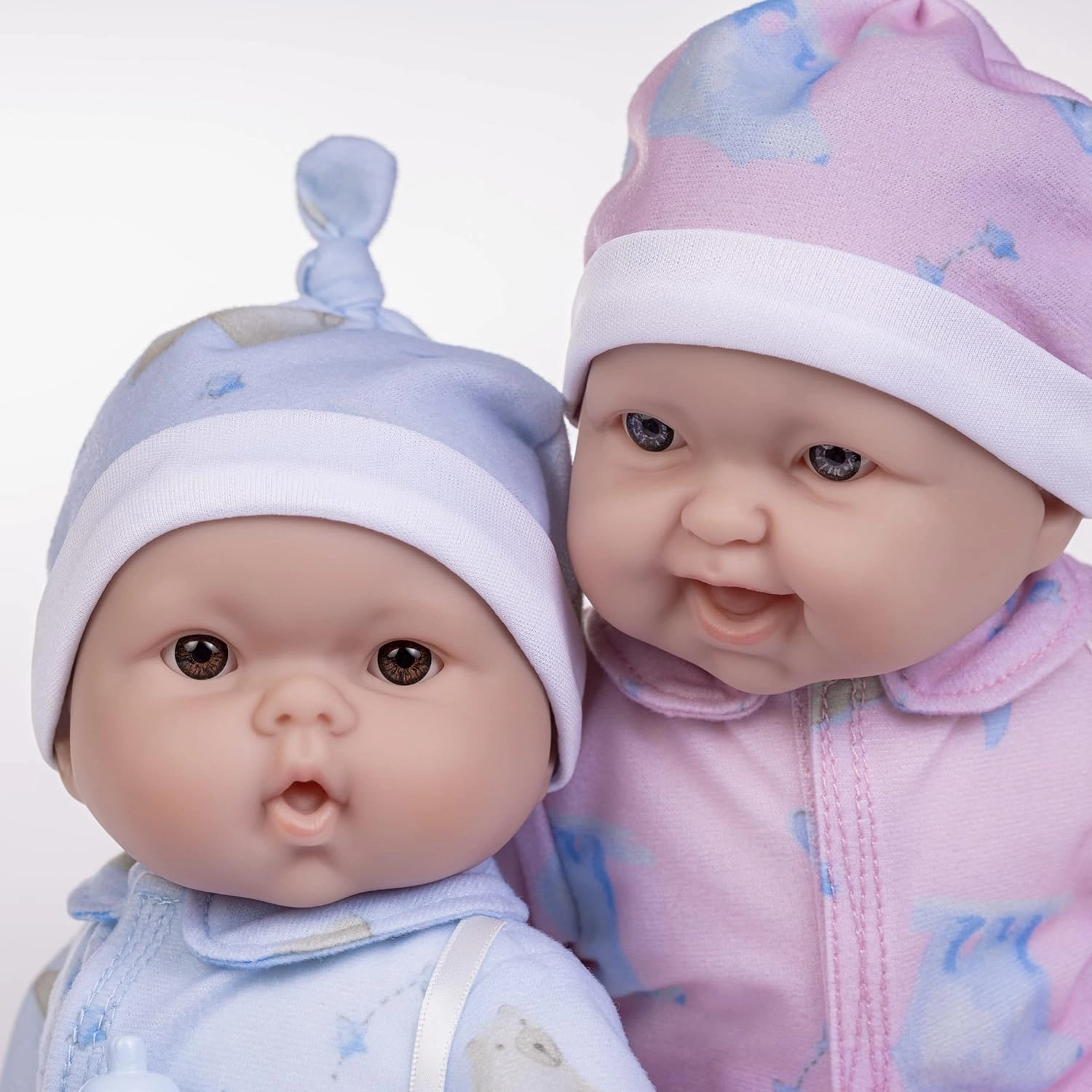 JC Toys Twins 13" Realistic Soft Body Baby Dolls Berenguer Boutique | Twins Gift Set with Removable Outfits and Accessories | Pink and Blue | Caucasian | Ages 2 