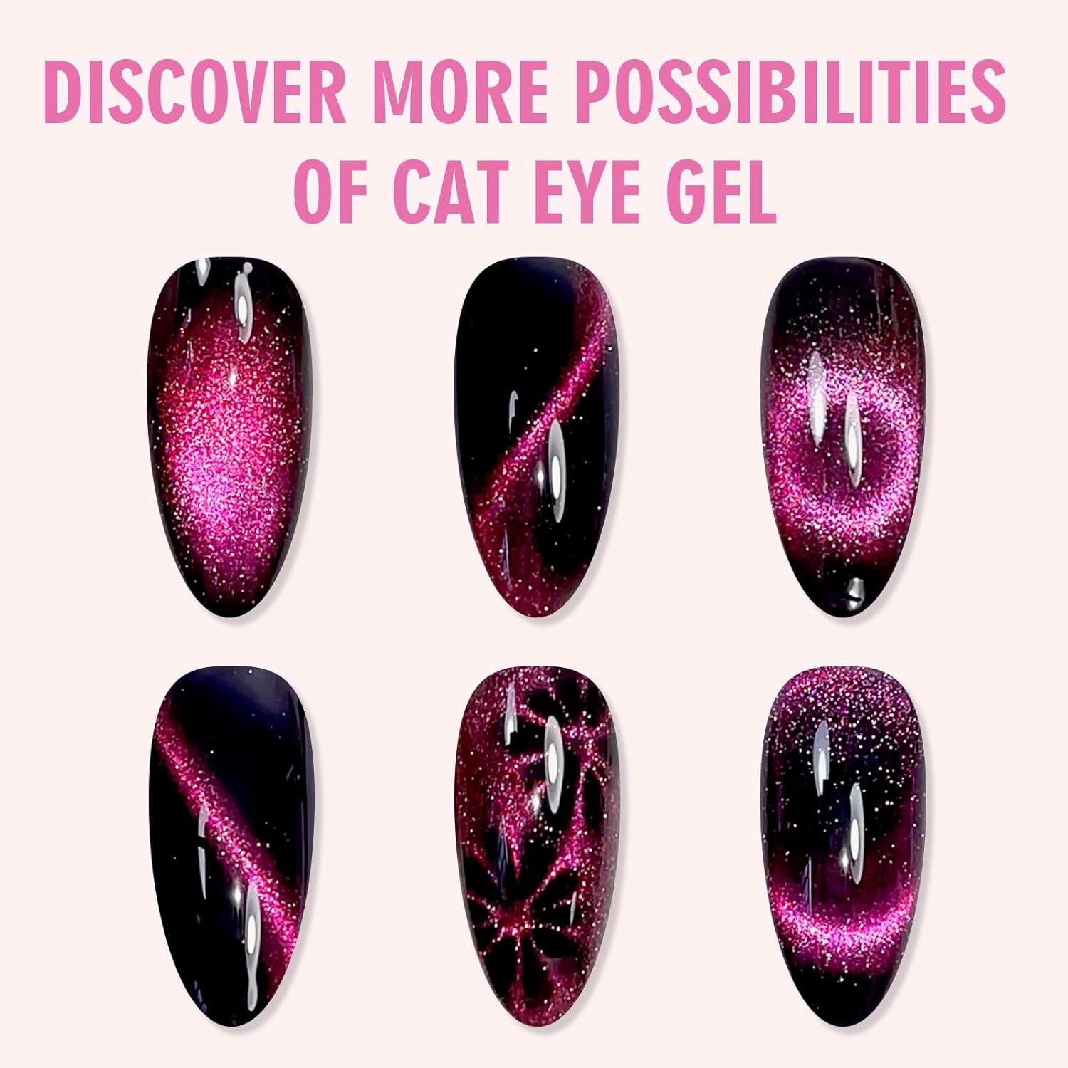Jelly Jade Cat Eye Gel Polish Set 6 Colors, 15ML Nude Pink Color Cat Eye Gel Polish with Magnet, Salon Quality Magnetic Gel Nail Polish