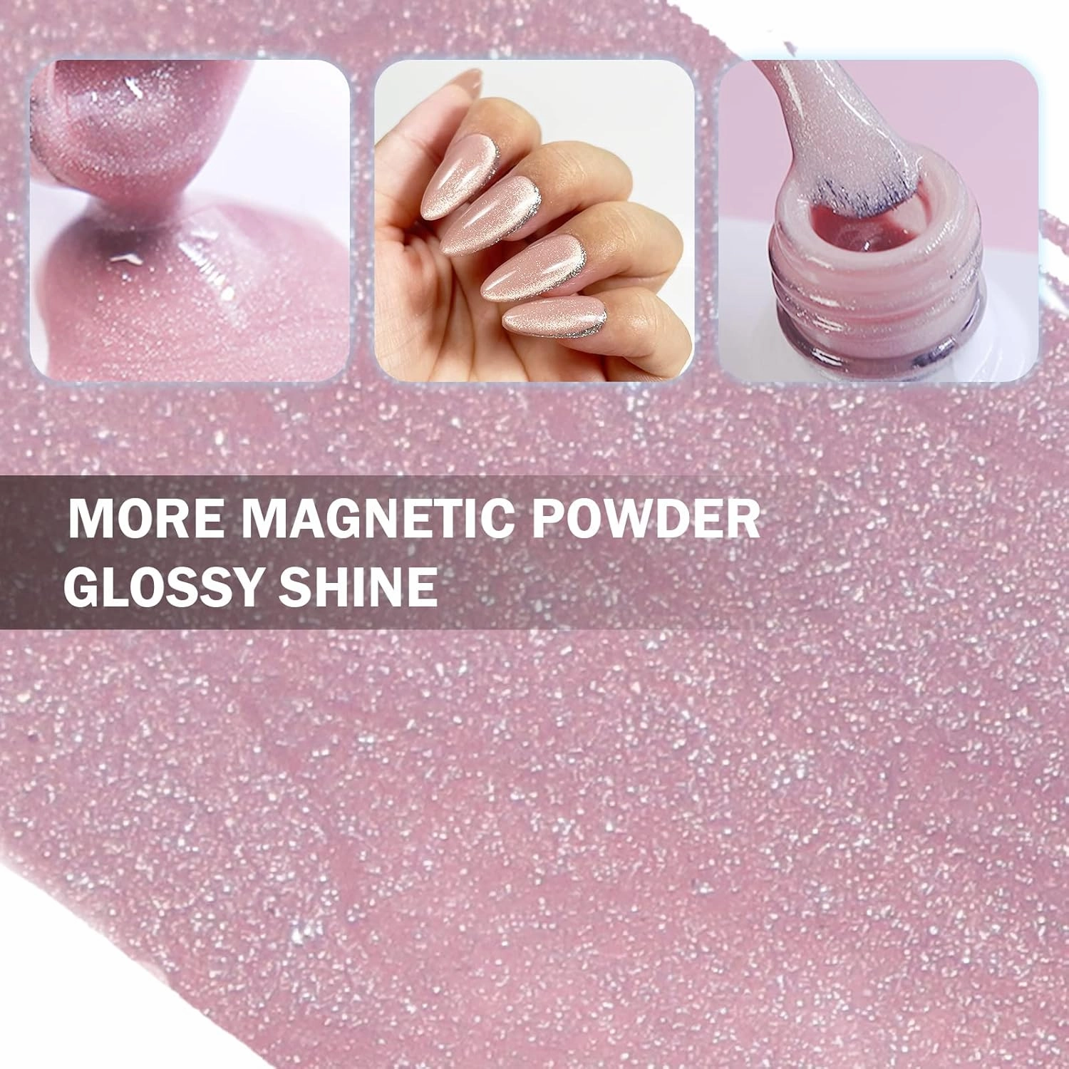Jelly Jade Cat Eye Gel Polish Set 6 Colors, 15ML Nude Pink Color Cat Eye Gel Polish with Magnet, Salon Quality Magnetic Gel Nail Polish