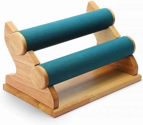 Jewelry dummy display Bracelet Holder with 2 Tier Racks, Velvet Jewelry Display Stands, Wooden Watch Bangle Jewelry Organizer for Wrist Watch, Bangles and Bracelets Mannequin jewelry stand(Green)