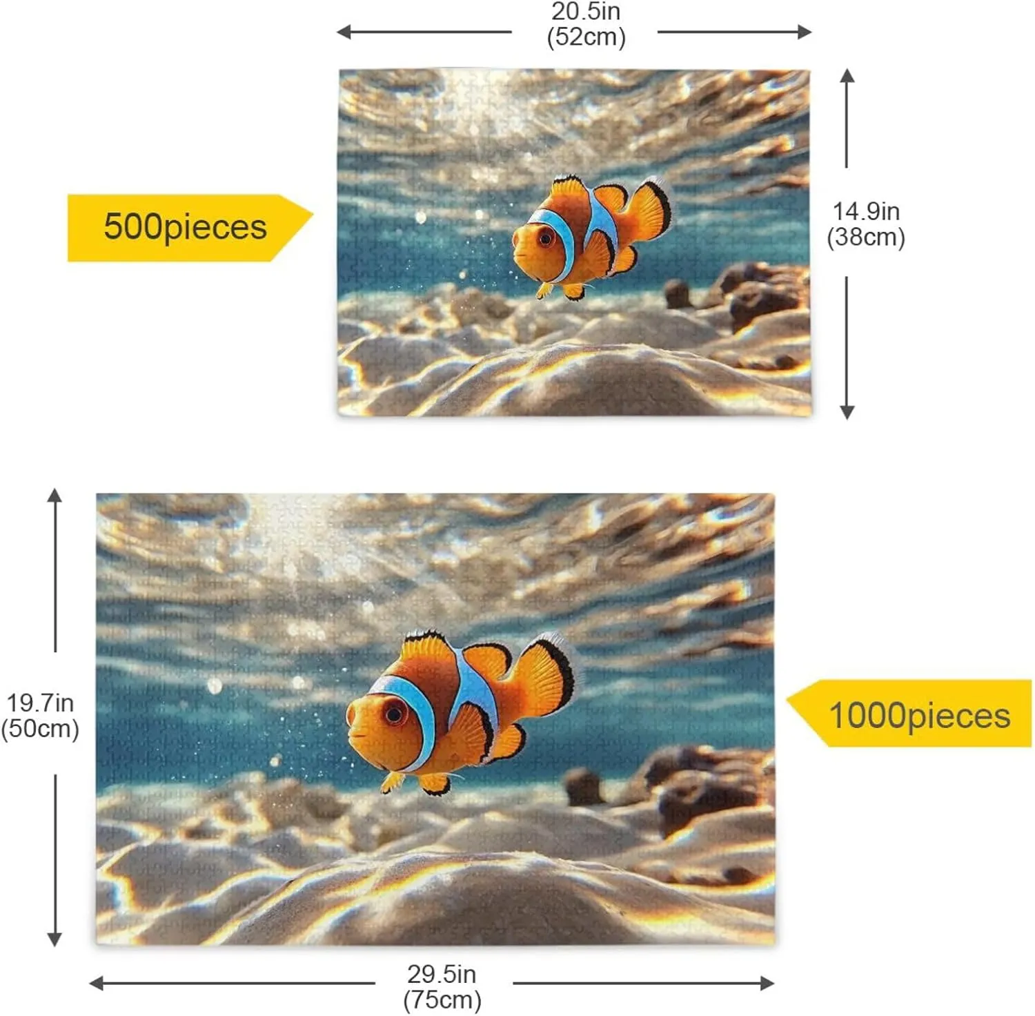 Jigsaw Puzzle Fish Underwater Cute for Adults 1000 Pieces, Impossible Challenging Hard Difficult Puzzles for Adults Jigsaw Puzzles for Party Entertainment Family Games