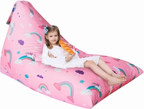Jorbest Unicorns Stuffed Animal Storage Bean Bag Chair for Kids and Adults, Unicorns Rainbow Bean Bag Stuffed Animal Storage, Luxury Velvet Stuffie Seat - Cover ONLY (200 L/52 Gal, Rainbow)