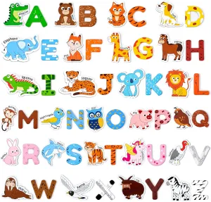 JoyCat Wooden Fridge Magnets for Toddlers – 26 Cute Animals & Uppercase Letters, Large Refrigerator ABC Alphabet Magnets Set for Kids, Preschool Learning Spelling Alphabet Gifts Toy for Ages 2 