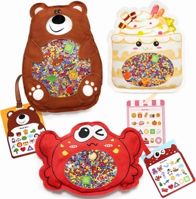 Joyreal Hide and Seek Busy Bag- 3 Pack Seek and Find Hidden Object Game, Sensory Hidden Object Search Problem Solving Travel Game for Kids 3 , Including Alphabet, Food, Fish, Animal (3)