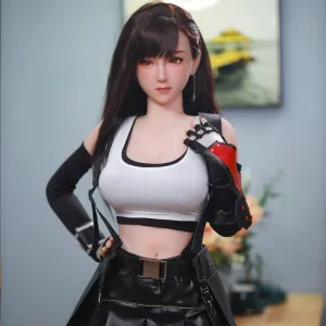 Junying Timei 1:1 Female Seamless Action Figures Full Silicone Material Tifa Jydoll-ca 163cm Flexible Female Figure Dolls for Cosplay/Photography/Arts (Wig)