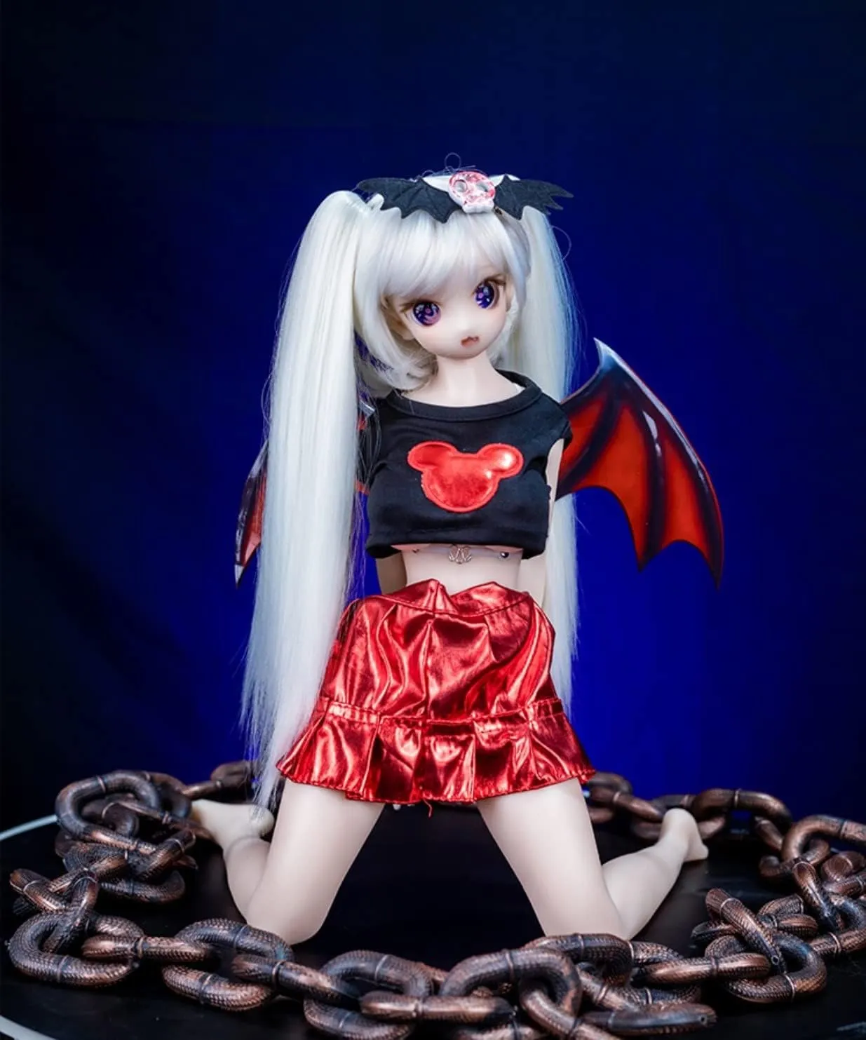 Junying/MOZU Devil 1/5 Female Seamless Action Figures Full Silicone Material, Mozu 60cm Flexible Female Figure Dolls for Cosplay/Photography/Arts (Wig)