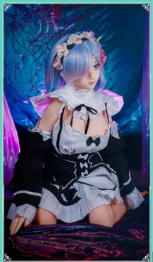 Junying/MOZU REM 1:1 Female Seamless Action Figures Full Silicone Material Dolls, Re:Zero 2.0 Series 145cm Flexible Female Figure Dolls for Cosplay/Photography/Arts (Wig)
