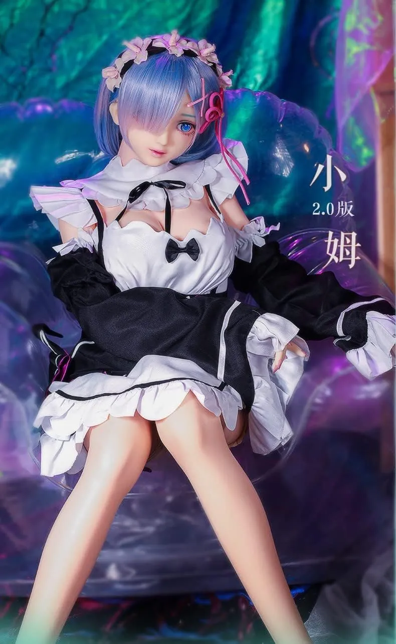 Junying/MOZU REM 1:1 Female Seamless Action Figures Full Silicone Material Dolls, Re:Zero 2.0 Series 145cm Flexible Female Figure Dolls for Cosplay/Photography/Arts (Wig)