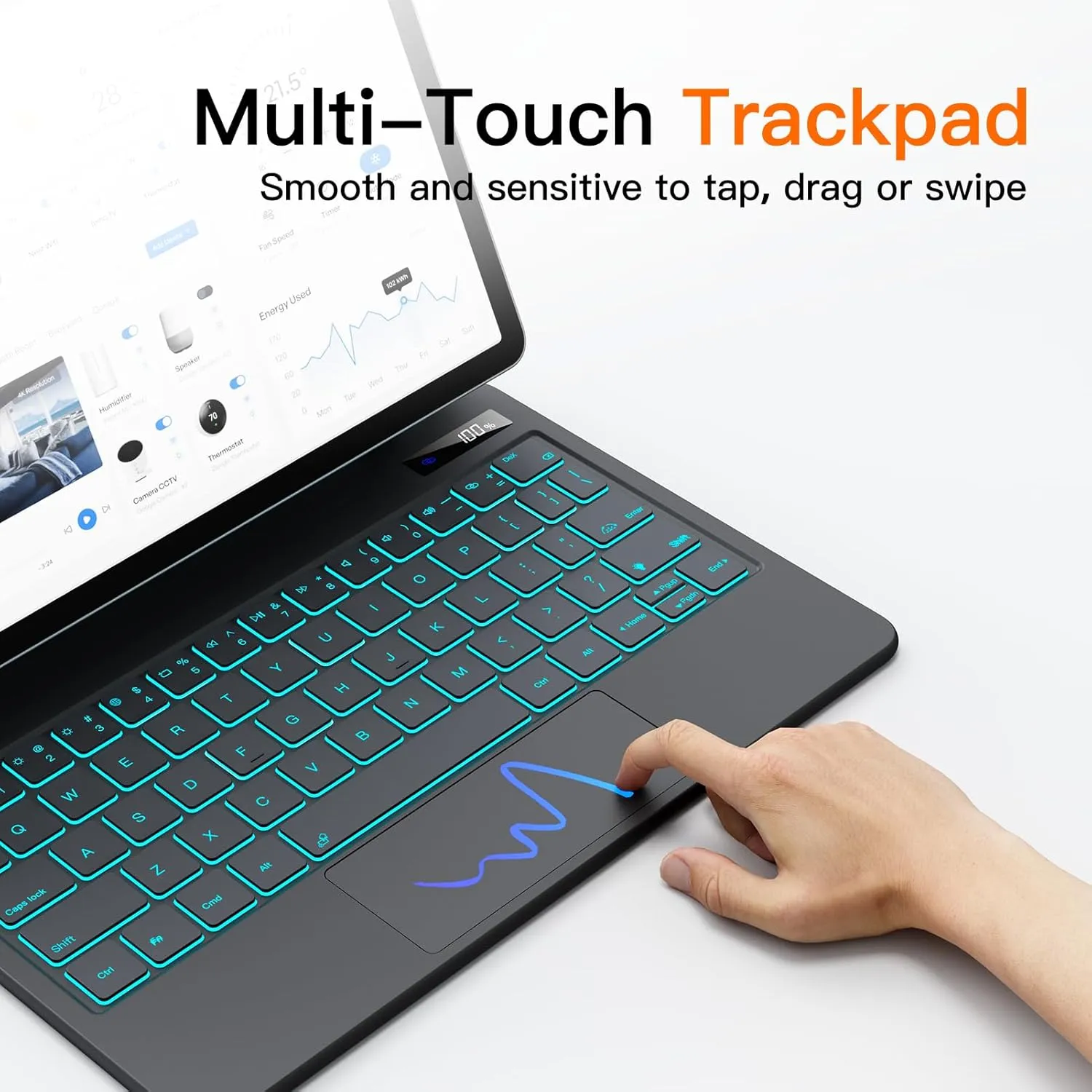 JUQITECH Magic Keyboard Case for Samsung Galaxy Tab S10 FE S9 FE 5G 10.9" S9 S8 S7 11", Floating Cantilever Magnetic Stand Wireless Backlit Trackpad Keyboard, Shortcut Keys S Pen Slot Battery Display