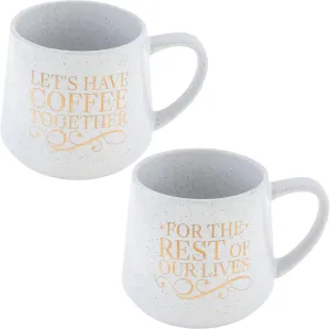 Karma Novelty Ceramic Coffee Mug Set of 2 Lets Have Coffee Together - 16 oz Cute Sarcastic Coffee and Tea Mug – Funny Coffee Mug with Witty Sayings for Women and Men, Gift for Friends, Coworkers, Boss
