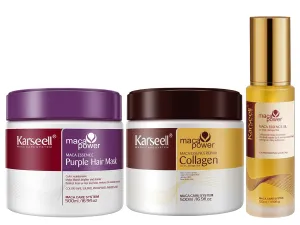 Karseell Collagen Hair Treatment Deep Repair Conditioning, Blonde Hair Purple Toner Argan Oil Set 16.9floz  16.9floz 1.69floz