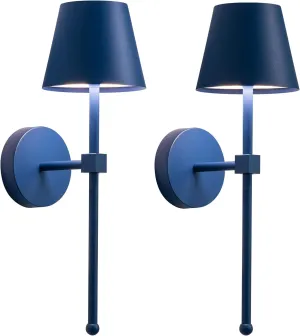 KDG Cordless Wall Sconces Set of 2, Wireless 5200mAh Rechargeable Battery LED Wall Lamps, Wall Lightings for Wall Painting, Outdoor, Garden, Living Room, Bedside, Hallway, Gifts, Night Light (Blue)