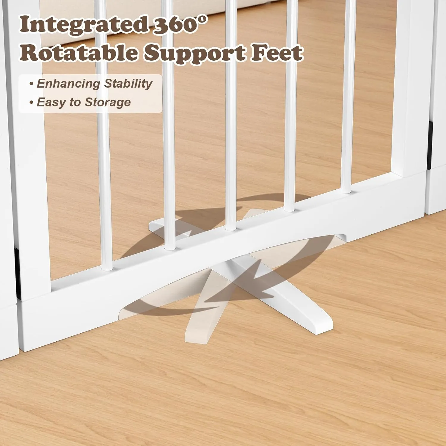 keny Dog Gate Indoor, 3 Panel Freestanding Dog Gates with Support Feet for Stairs, Pet Gates for Doorways Hallways, Folding Pet Barrier for Puppy Sturdy, 53" L x 24" H White