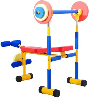 Kids Fitness Exercise Equipment, Kids Workout Equipment Set, Bench and Leg Press Weight Bench Set, Children's Play Fitness Exercise Equipment for 3-12 Year Old
